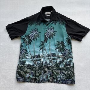 Campia Moda Mens Large Hawaiian Shirt Palm Trees Beach Short Sleeve 100% Rayon‎